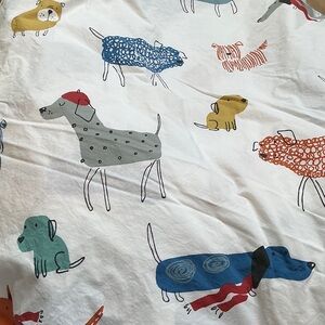 The Company Store Whimsical Dog Print queen flat sheet